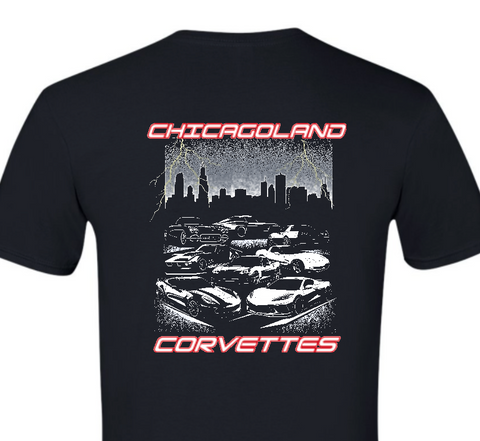 Chicagoland Corvettes unisex Gildan T shirt Back design