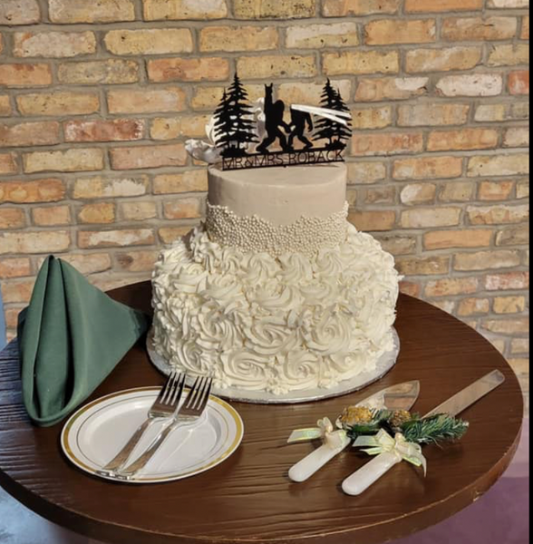 Custom Personalized Big Foot Silhouette Wedding Cake Topper