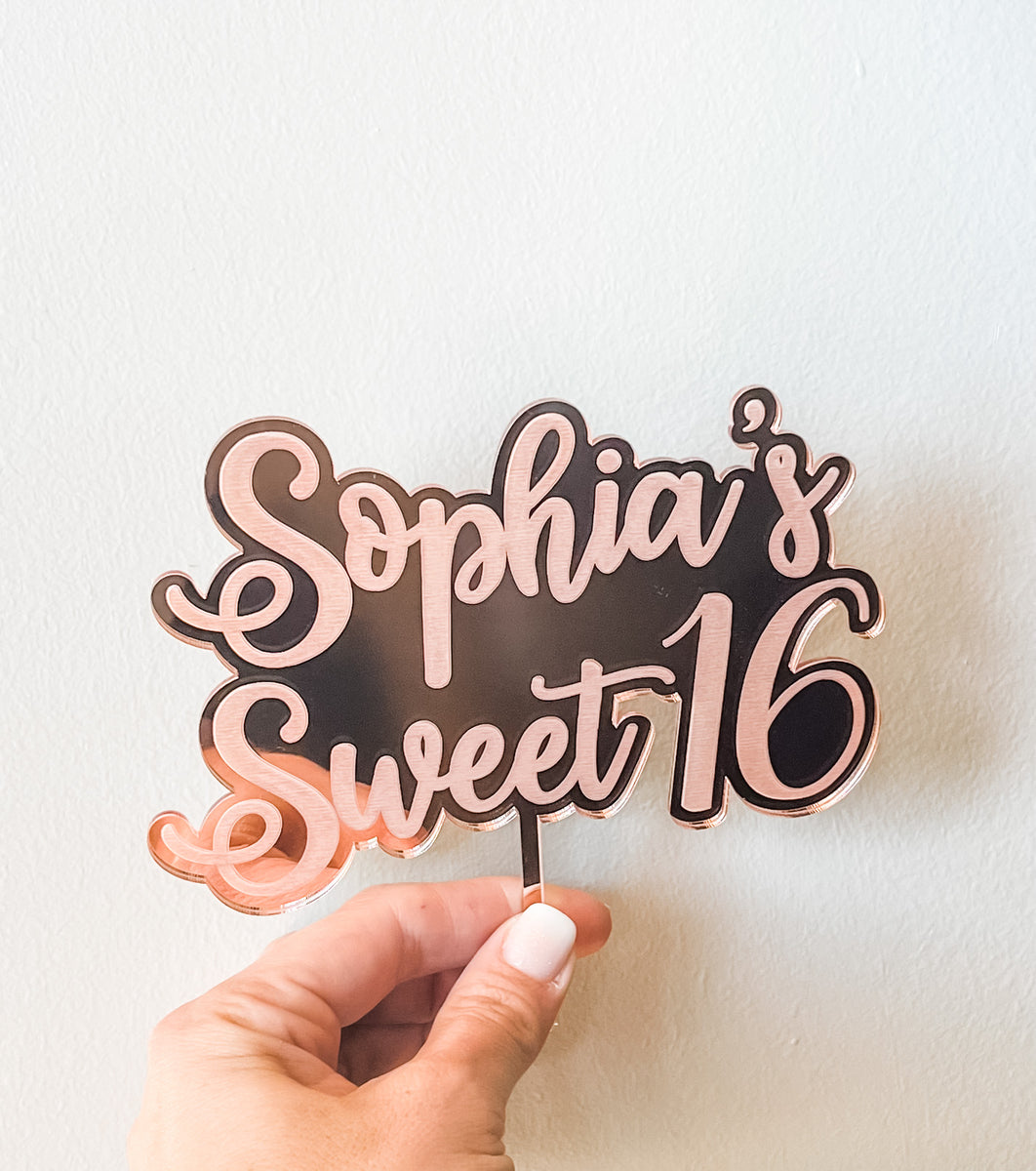 Custom Saying Engraved Acrylic Cake Topper Sugar Locks