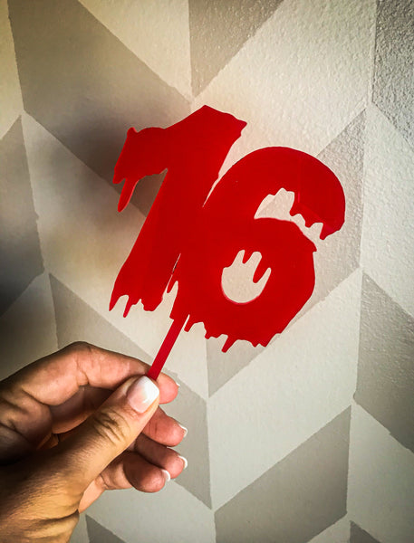 Nightmare on Elm Street-inspired blood red acrylic topper