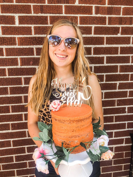 Sweet 16 Mirrored Acrylic Personalized Cake Topper