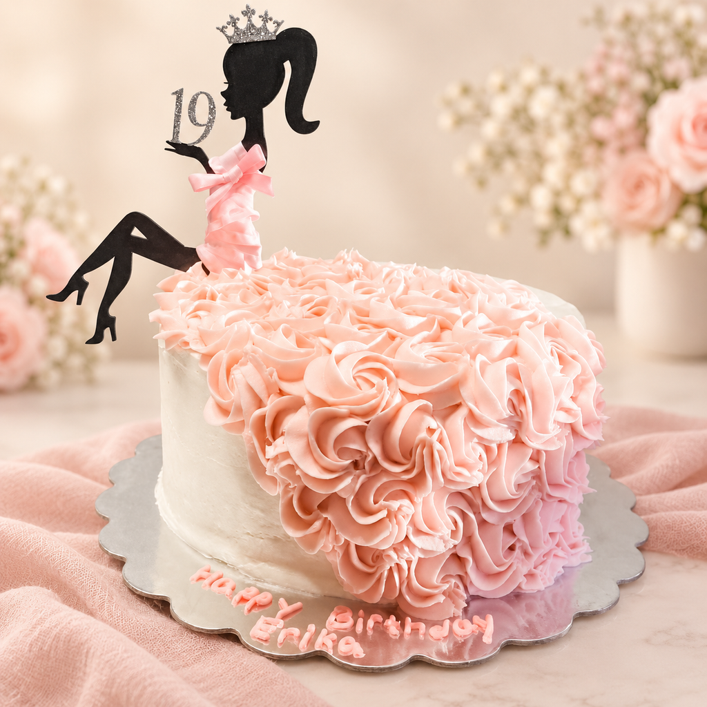 Personalized Sitting Birthday Girl Acrylic Cake Topper
