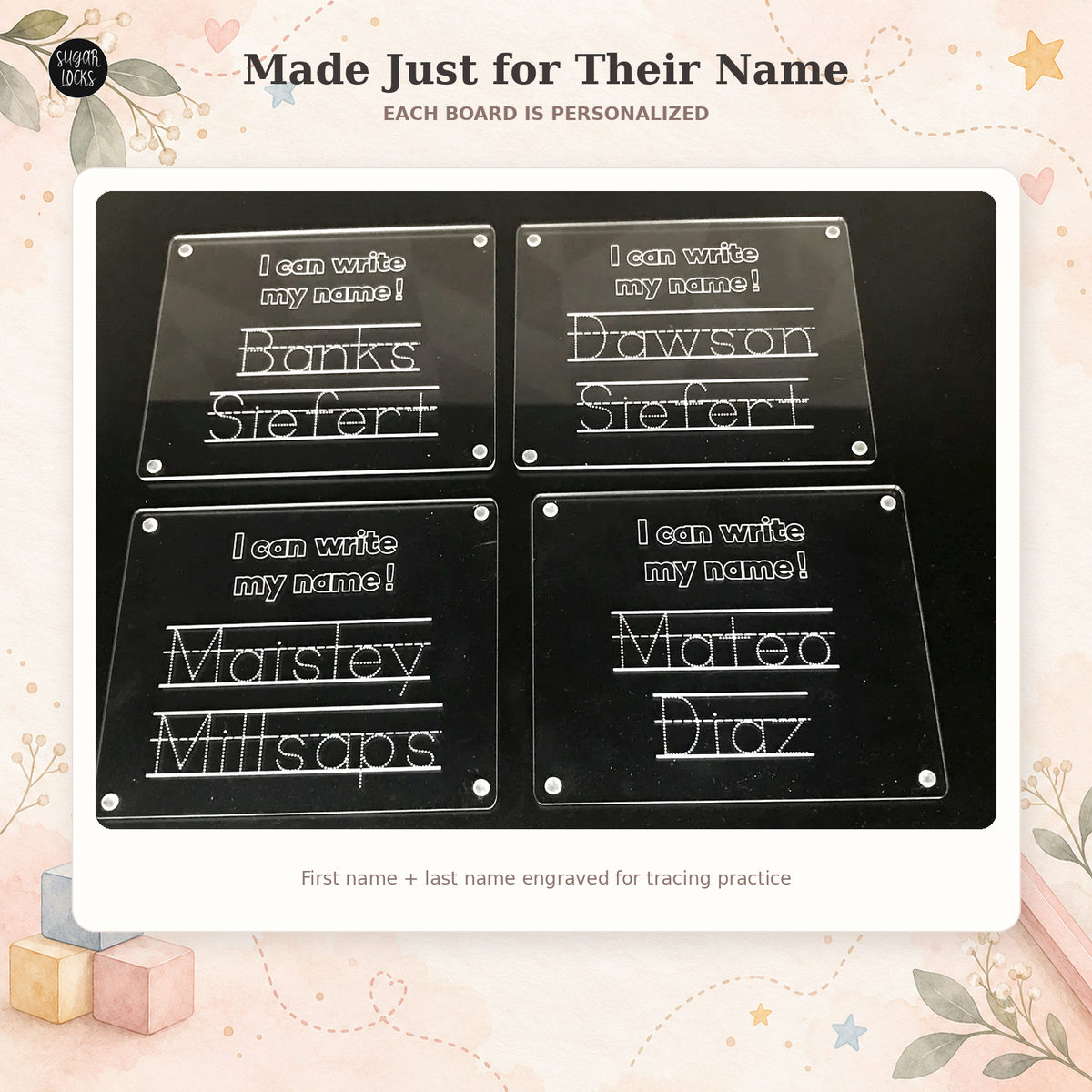 Personalized Name Tracing Board-Reusable Acrylic Handwriting Practice