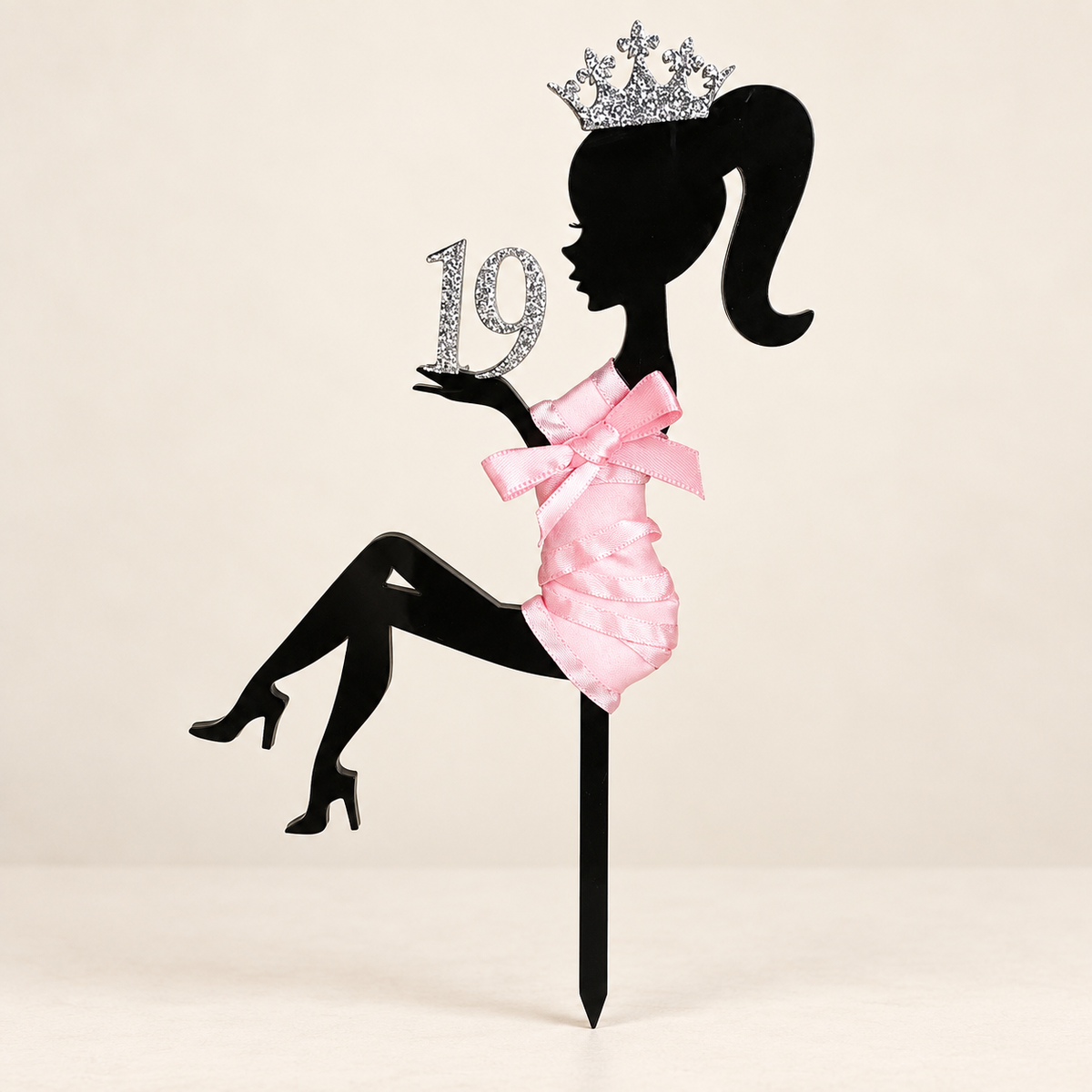 Personalized Sitting Birthday Girl Acrylic Cake Topper