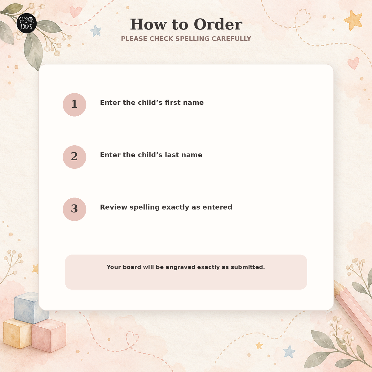 How to order a personalized kids water bottle by selecting a color, name and design