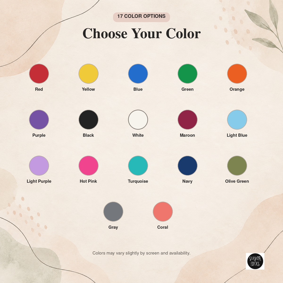 Seventeen color choices available for personalized 12 oz kids water bottles