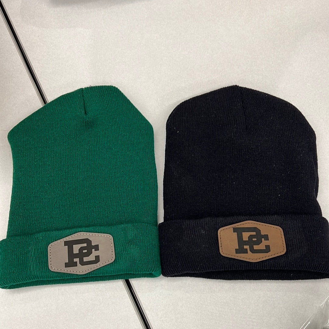 PC logo leather beanies