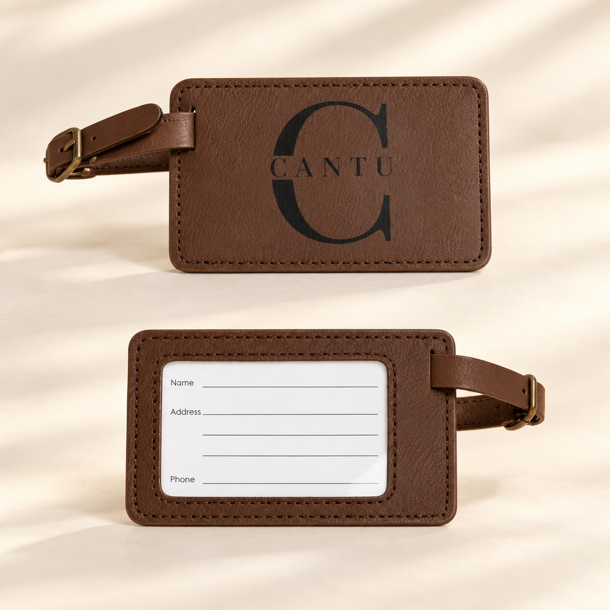 Personalized Faux Leather Luggage Tag | Engraved Name