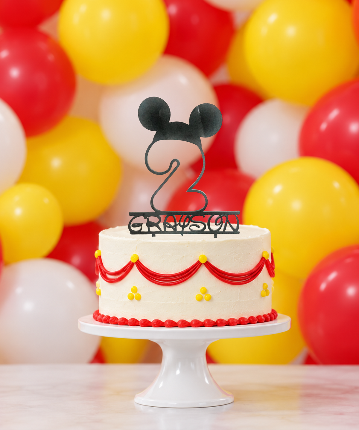 Personalized Mickey or Minnie Birthday Cake Topper with Name