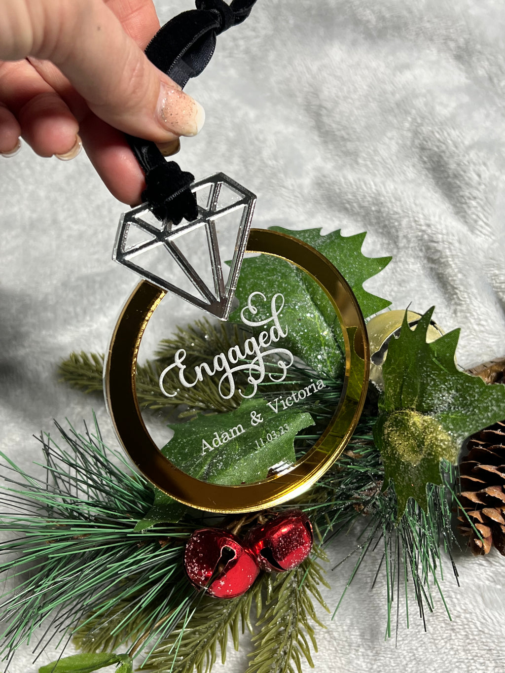 Engaged Wedding Layered Personalized Ornament Diamond Ring