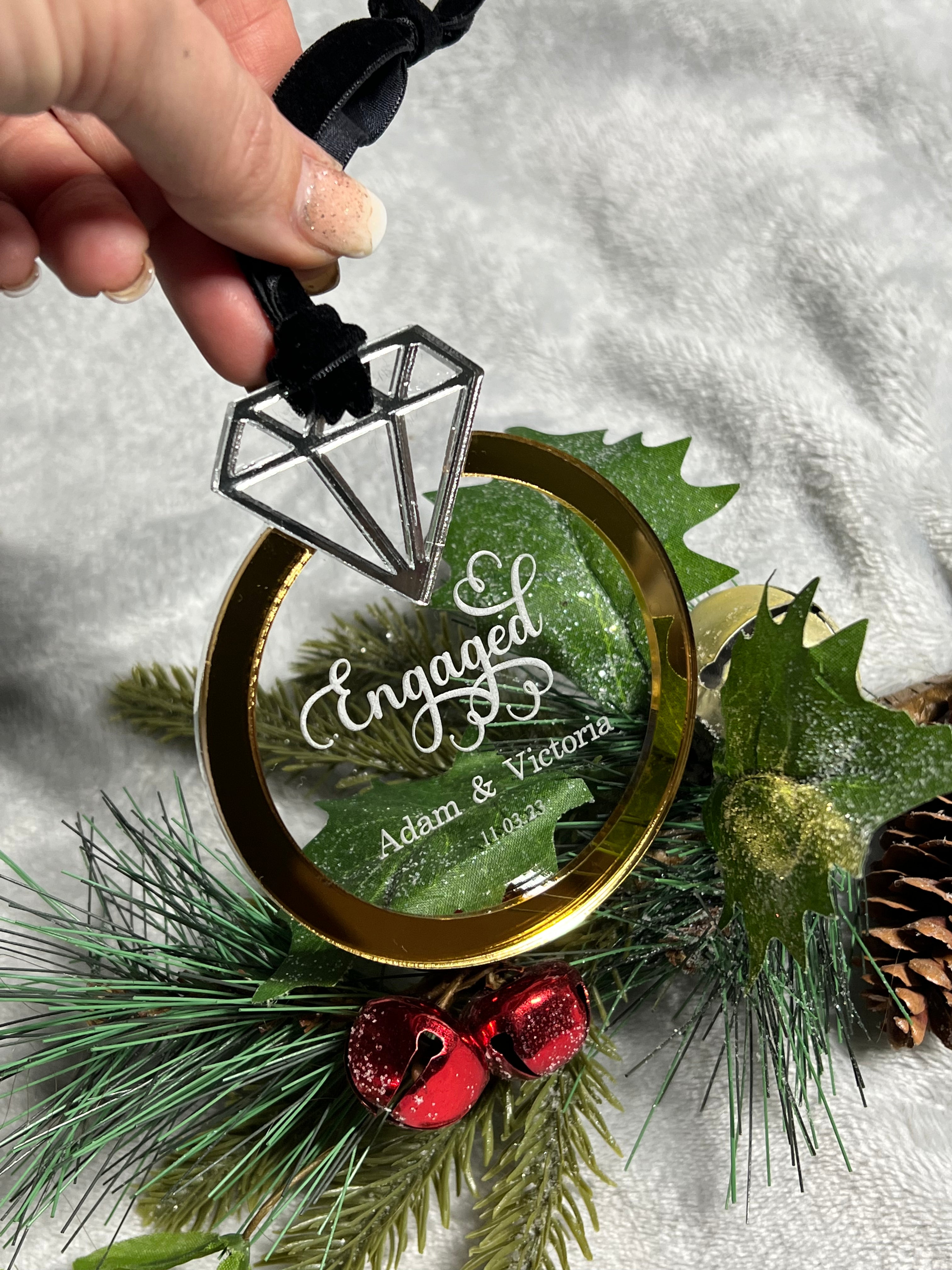Engaged Wedding Layered Personalized Ornament Diamond Ring