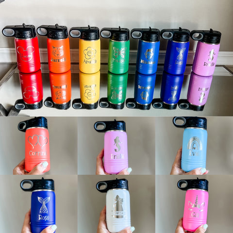 12oz personalized water bottle with design