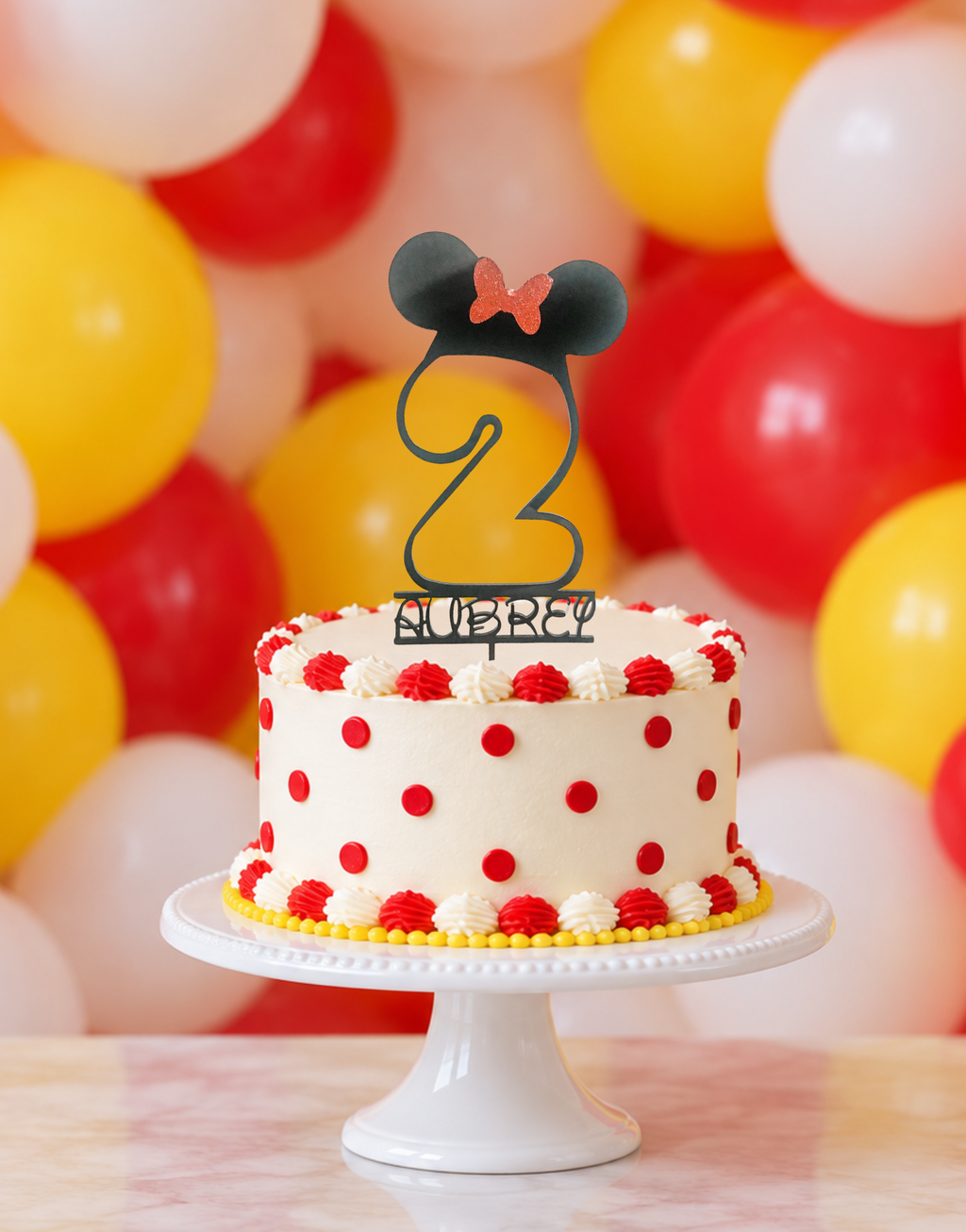 Personalized Mickey or Minnie Birthday Cake Topper with Name