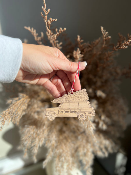 Vintage Jeep Wagoneer Wood Personalized ornament