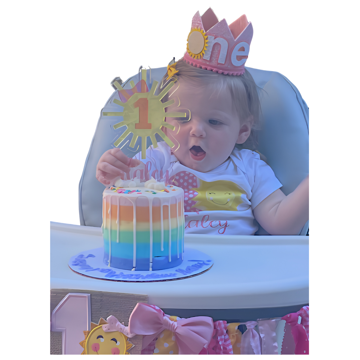 Personalized Sunshine 2-Layer Acrylic Birthday Cake Topper