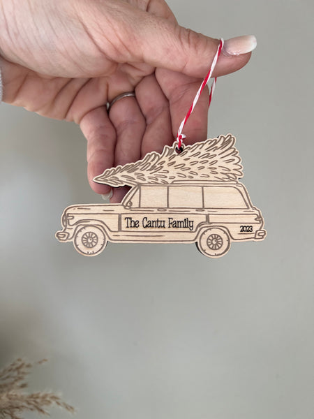 Vintage Jeep Wagoneer Wood Personalized ornament