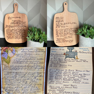 Custom handwritten personalize engraved recipe board