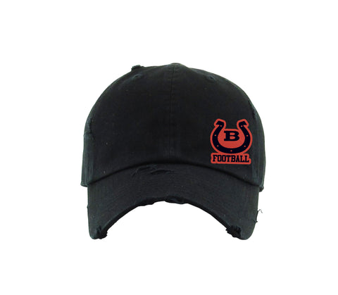 Barrington Bronco Distress Black Logo Football Hat