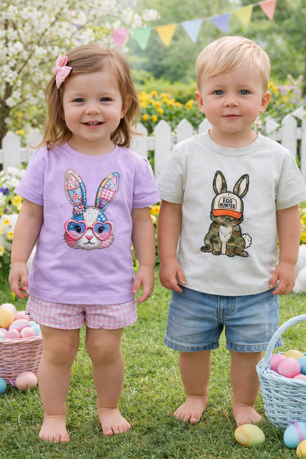 Hunting Eggs Bunny Boy Shirt