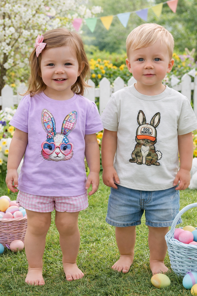 Patchwork Bunny Girl with Glasses shirt