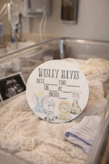 Personalized Baby Birth Announcement Sign | Baby Animals Birth Stats Round | Custom Newborn Name & Stats Photo Prop | Nursery Keepsake Gift