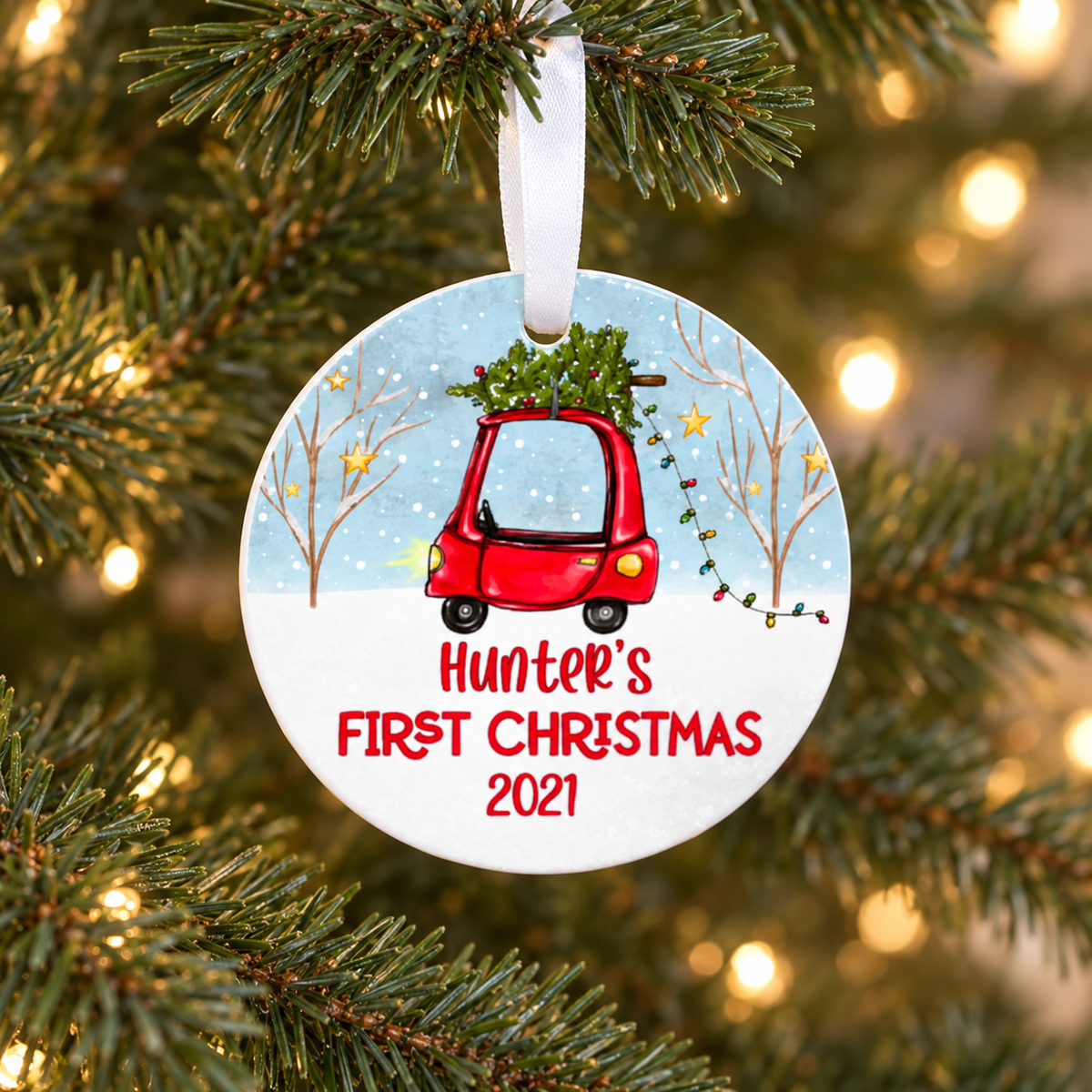 Personalized Baby’s First Christmas Toy Car Ornament
