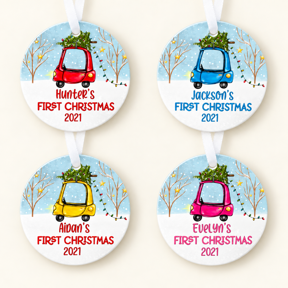 Personalized Baby’s First Christmas Toy Car Ornament