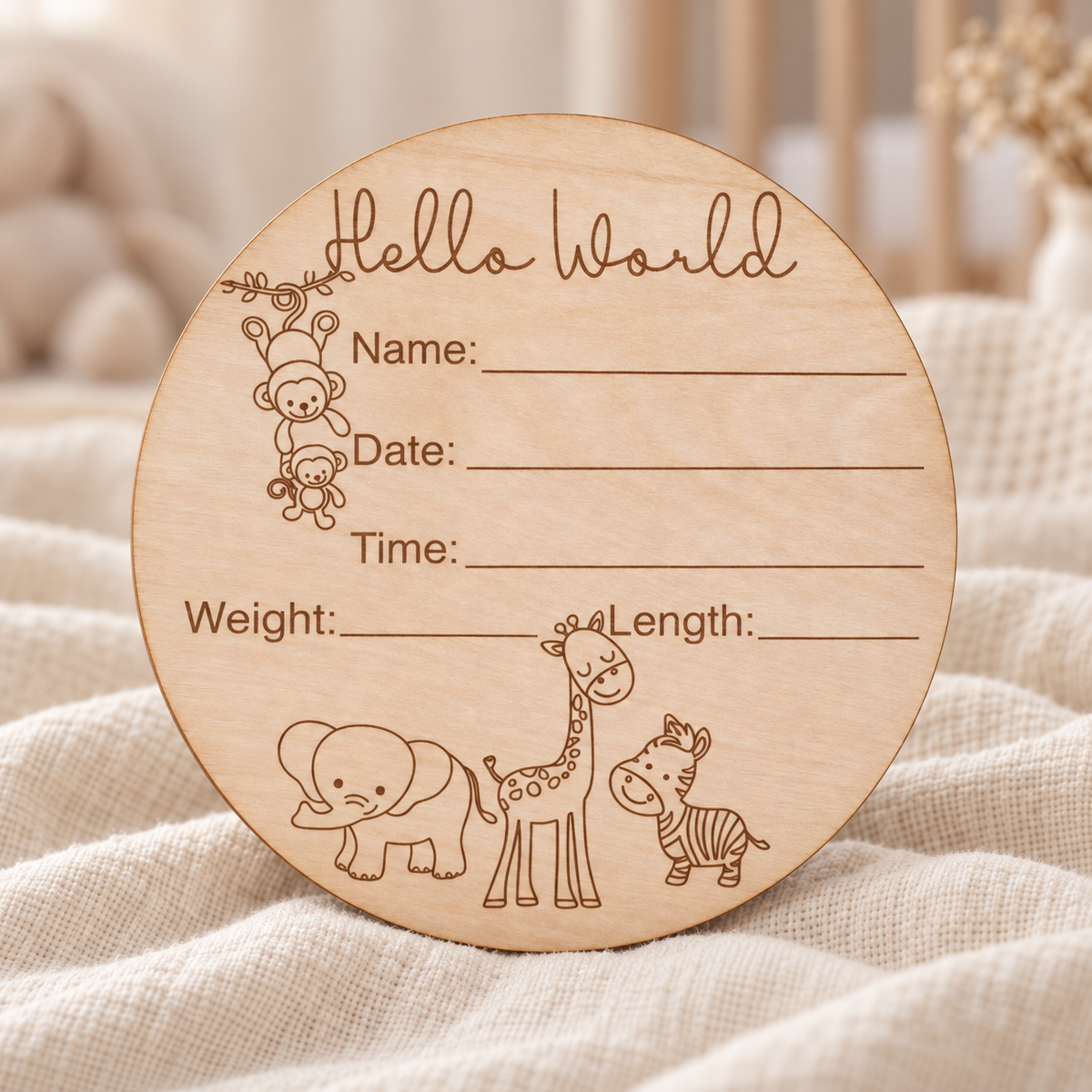 Personalized Baby Animals Birth Stats Sign