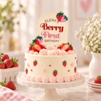 Personalized Berry First Birthday Cake Topper | Wood & Acrylic