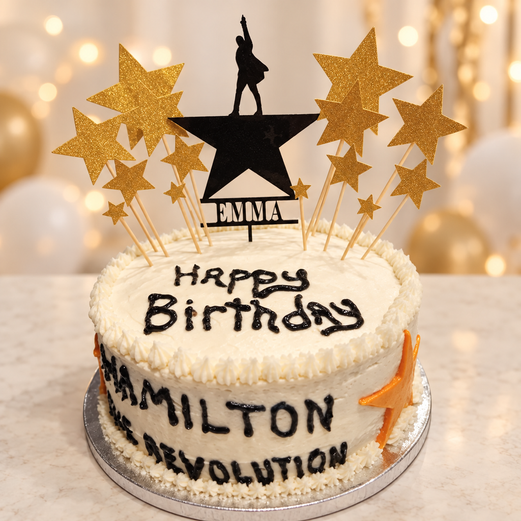 Hamilton-Inspired Star Personalized Acrylic Cake Topper