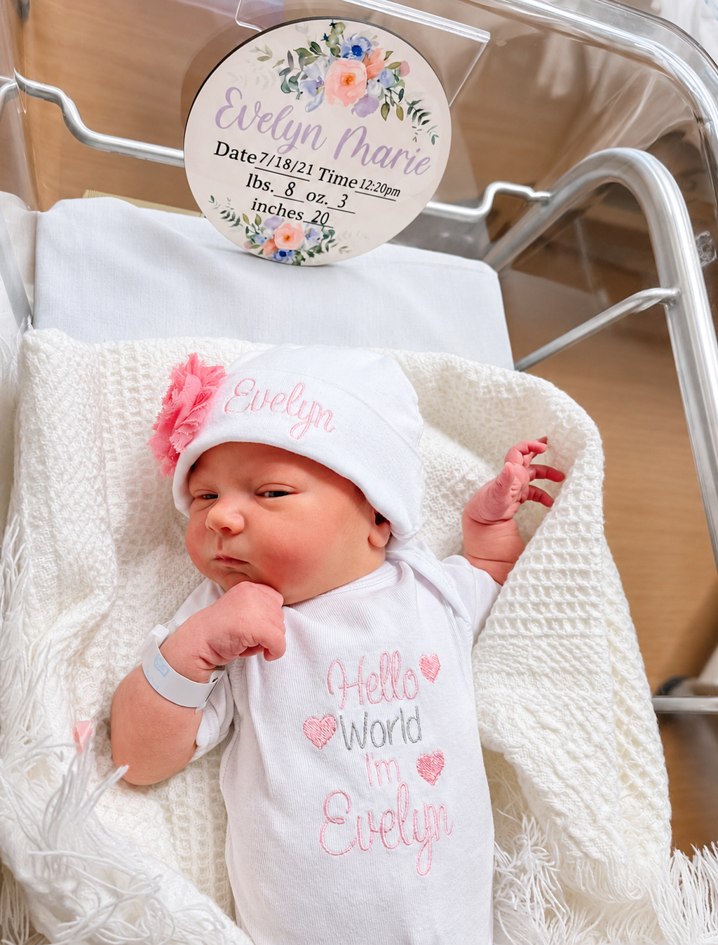 Personalized Baby Birth Stats Sign | Engraved Wood Announcement Round | Newborn Name & Stats Photo Prop | Custom Baby Keepsake