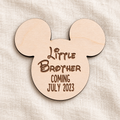 Disney Sibling Announcement Sign | Magical Baby Reveal | Personalized Baby Announcement | Mouse Inspired Wooden Sign
