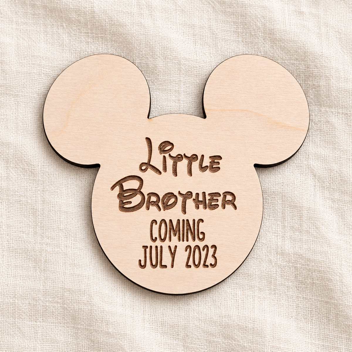 Disney Sibling Announcement Sign | Magical Baby Reveal | Personalized Baby Announcement | Mouse Inspired Wooden Sign