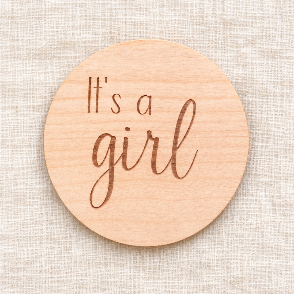 It's A Boy and It's A Girl Baby pregnancy announcement wood round