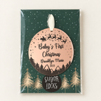 Personalized Baby’s First Christmas acrylic ornament in Sugar Locks gift packaging