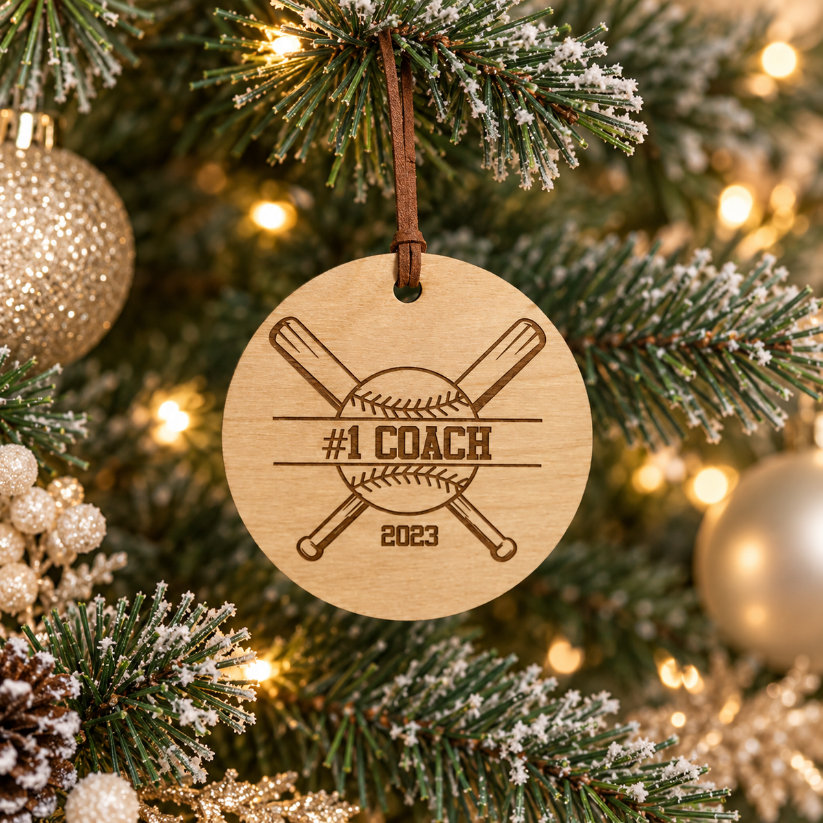 Coach Baseball Personalized Wood Ornament
