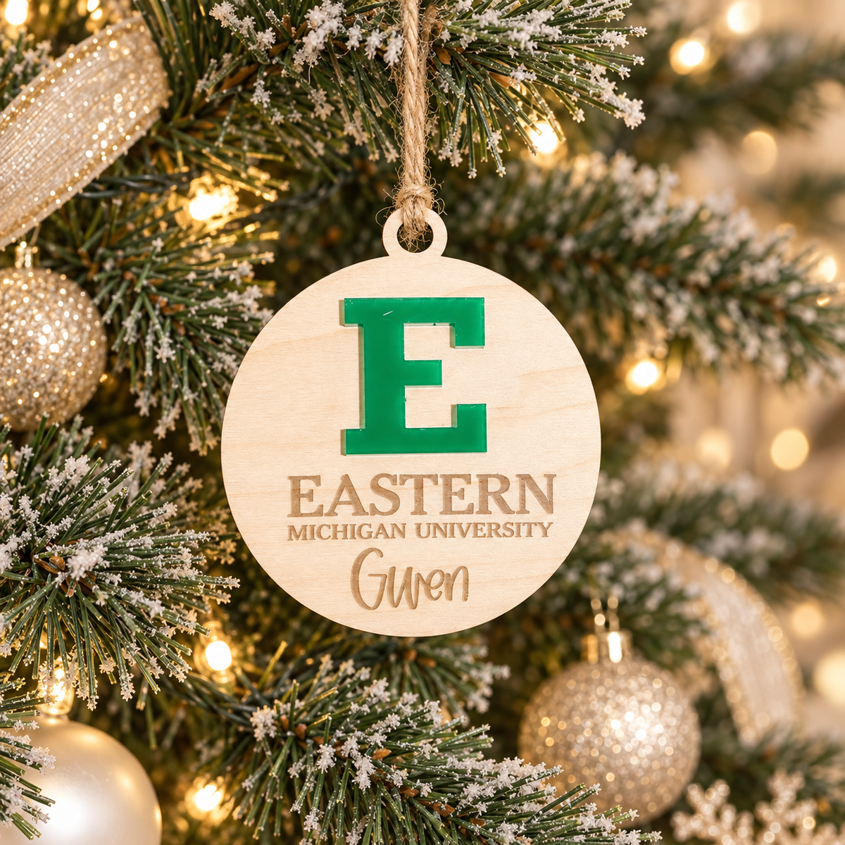 School Logo Christmas Ornament Engraved or 2 layer Personalized