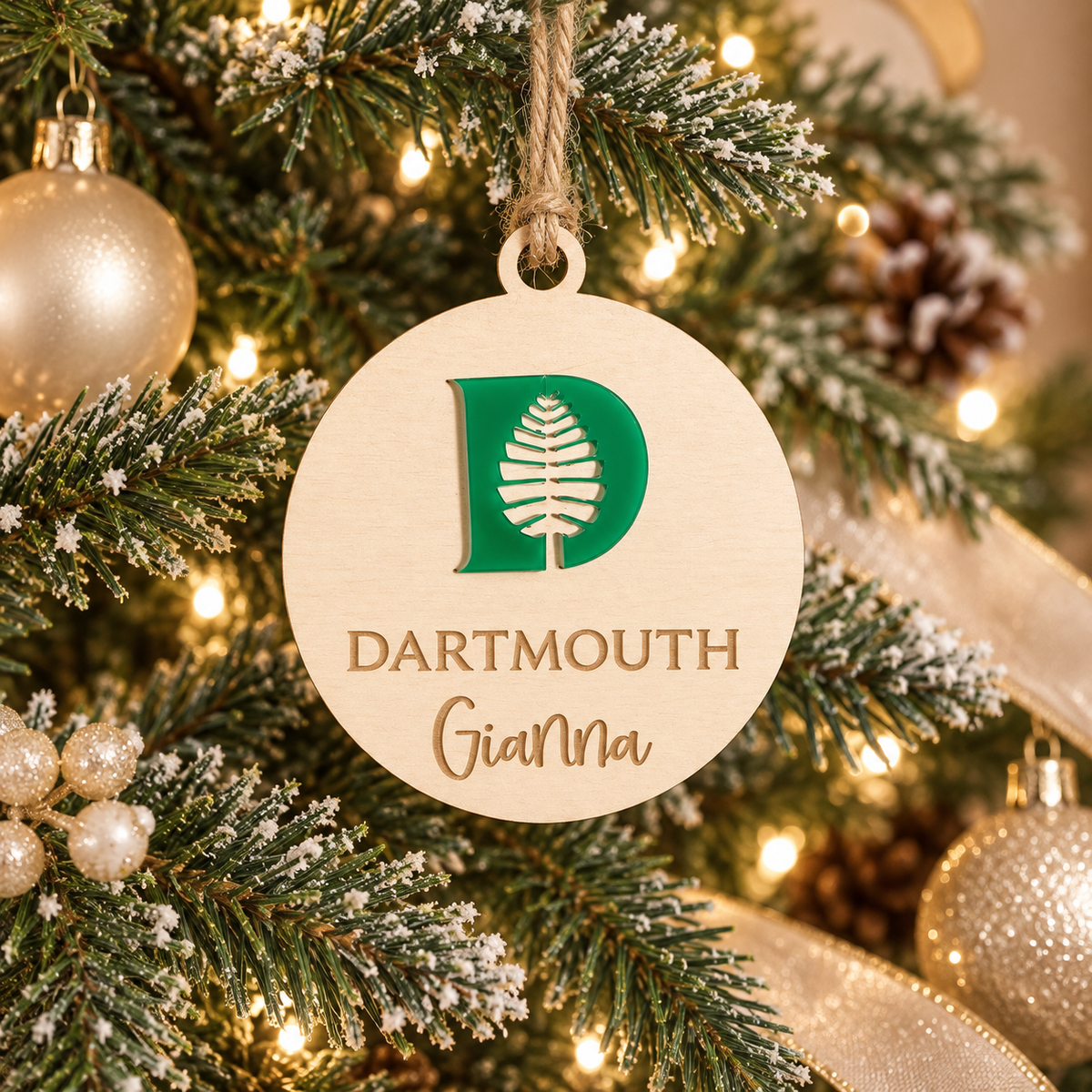 School Logo Christmas Ornament Engraved or 2 layer Personalized