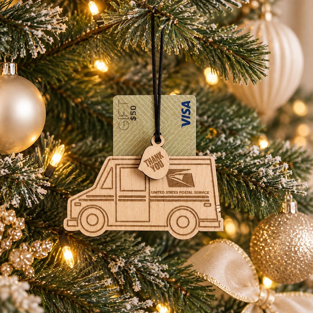 Thank You Post Office Worker Gift Card Holder Ornament