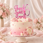 Personalized Sweet 16 Mirrored Acrylic Cake Topper