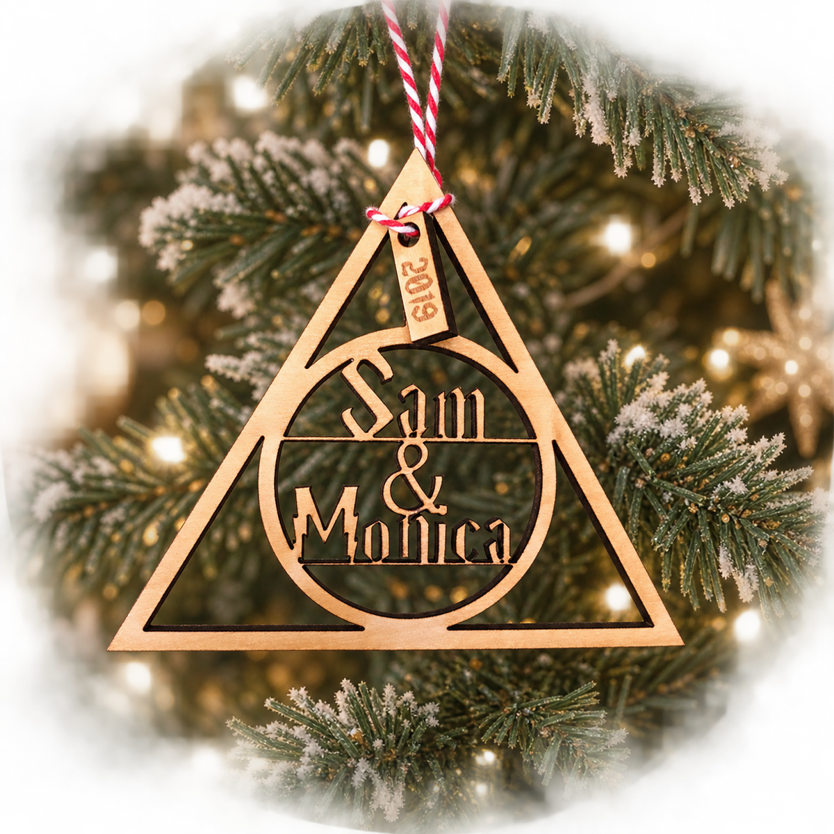 Deathly Hallows Personalized Wood Christmas Ornament