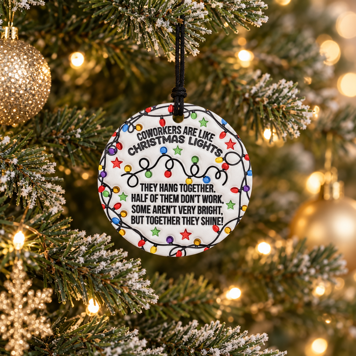 Funny Coworkers Christmas Printed Metal Ornament