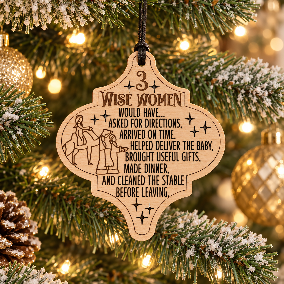 3 Wise Women Jesus Humor Ornament.