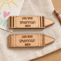 Set of two personalized wooden crayon artwork magnets