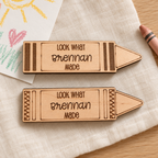 Set of two personalized wooden crayon artwork magnets