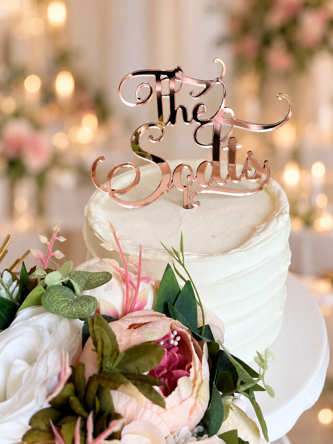 Personalized Gold Mirror Wedding Cake Topper – Mr & Mrs
