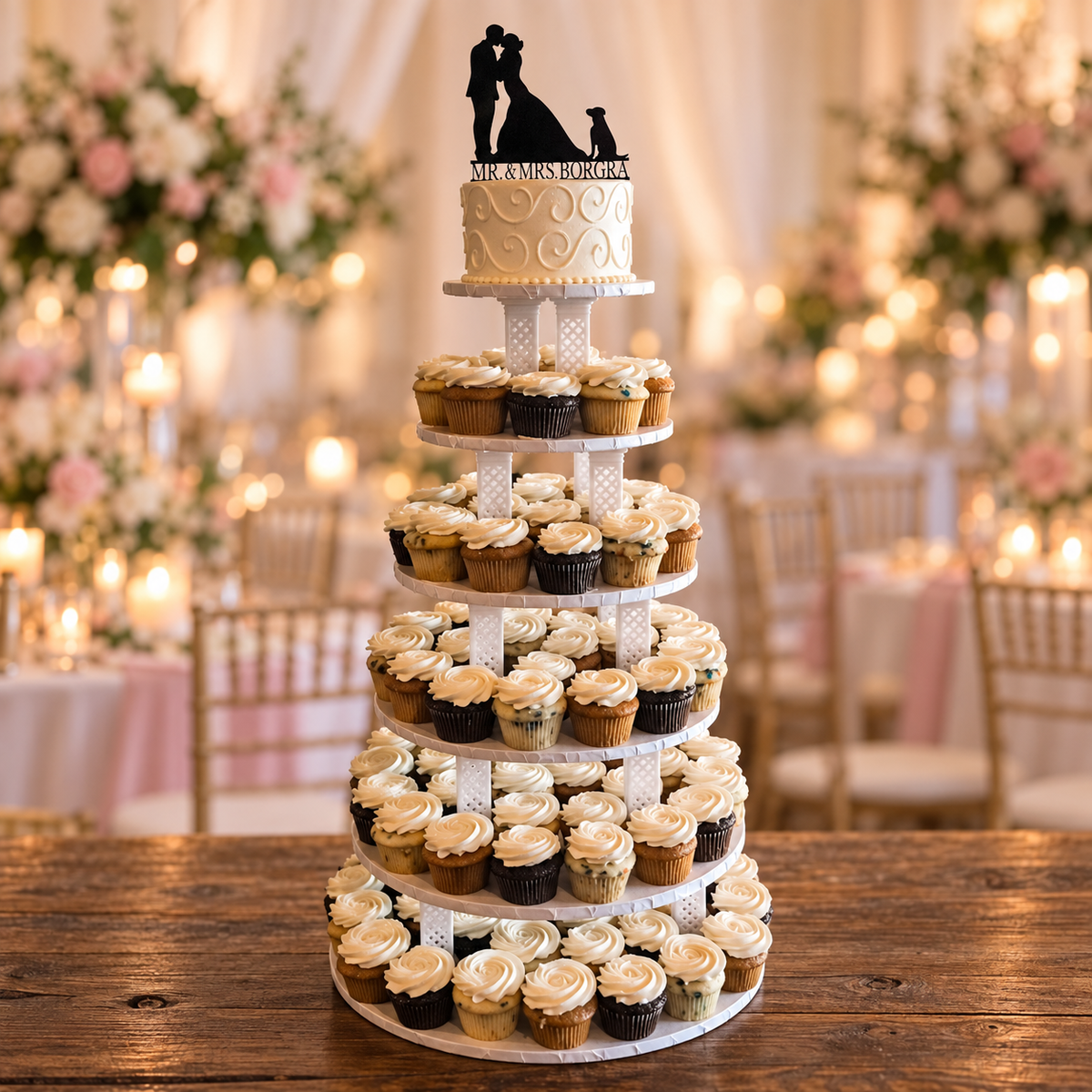Borgra bride, groom and dog topper