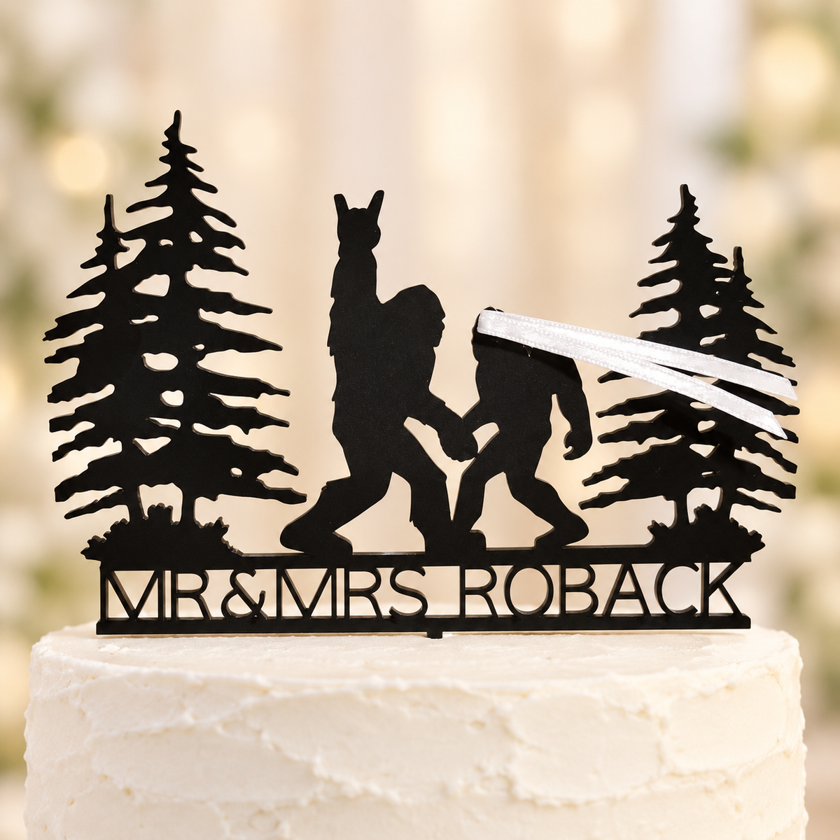 Personalized Bigfoot Wedding Cake Topper – Custom Last Name