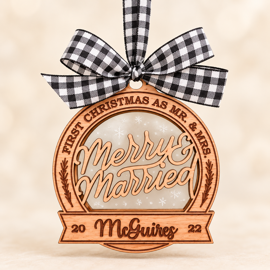 Personalized First Christmas as Mr. & Mrs. Layered Ornament