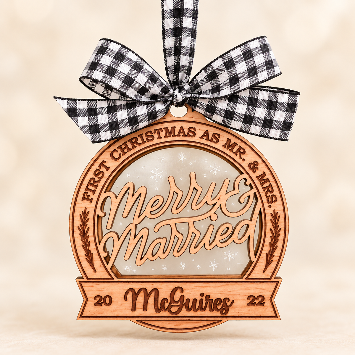 Personalized First Christmas as Mr. & Mrs. Layered Ornament